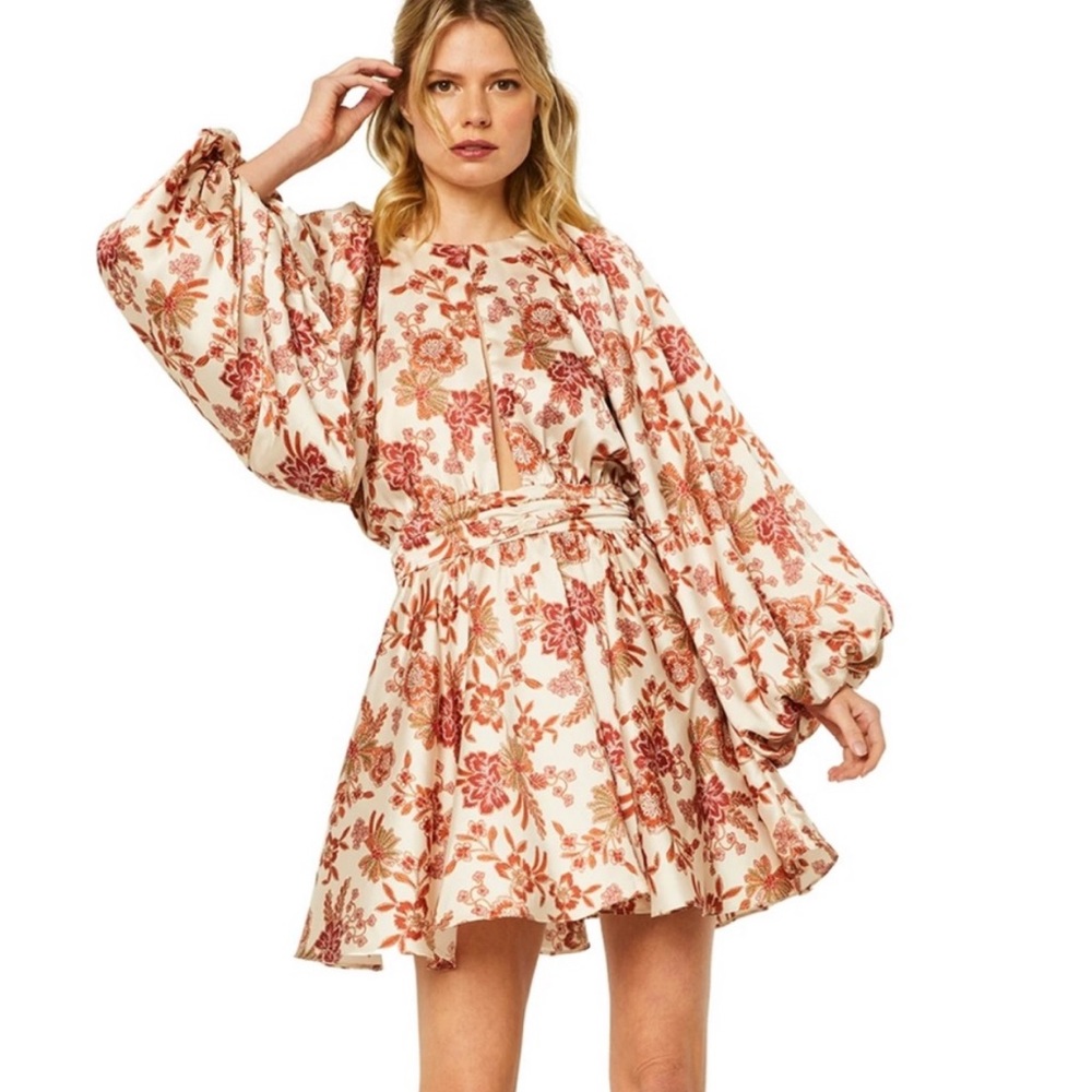 Misa Los Angeles Kara dress in falling floral satin - Picture 2 of 11